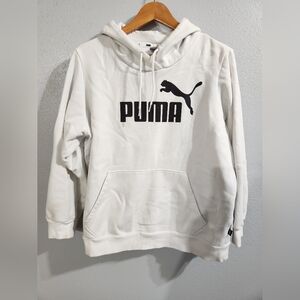 PUMA Women's Short 1x White Hoodie Sweatshirt Pullover
